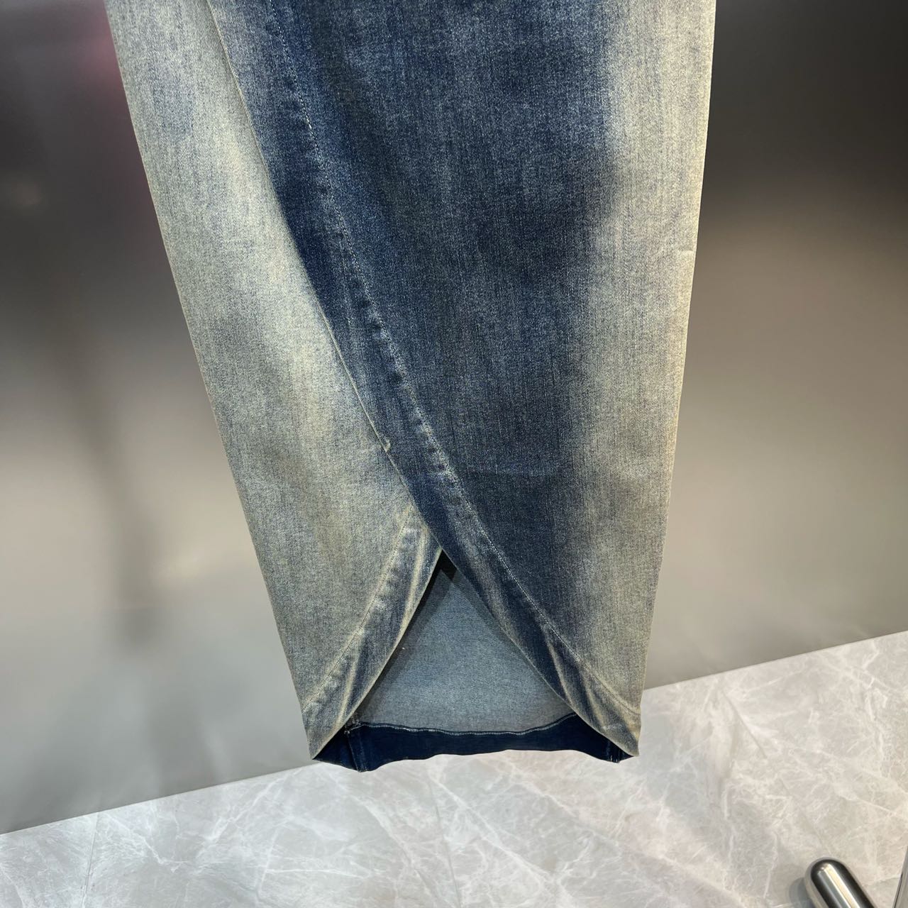 Elasticated Waistband Turned Into An Old Washed Denim Skirt