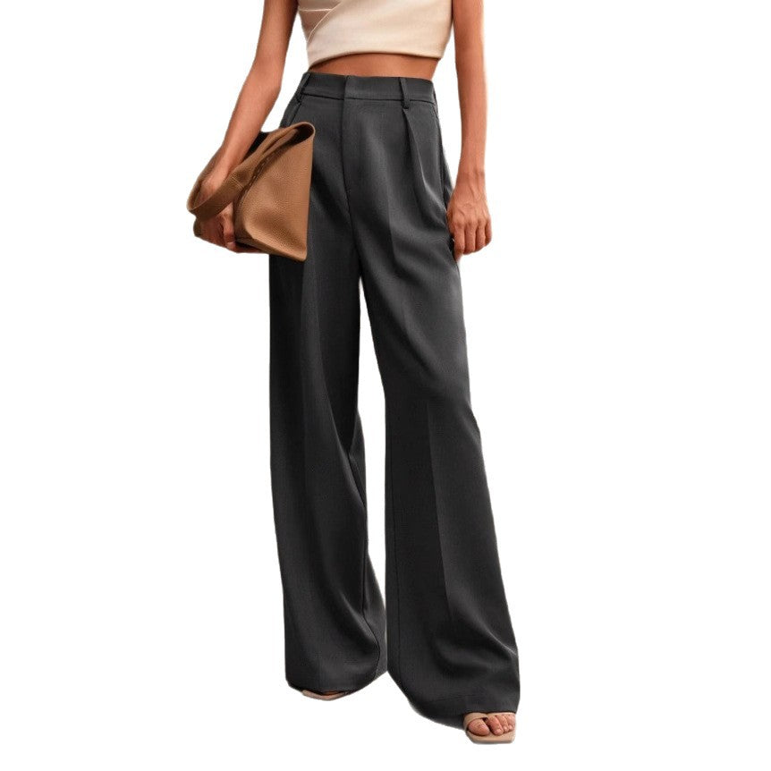 Women's Slimming Casual Draping Suit Pants Loose High Waist Wide Leg Trousers