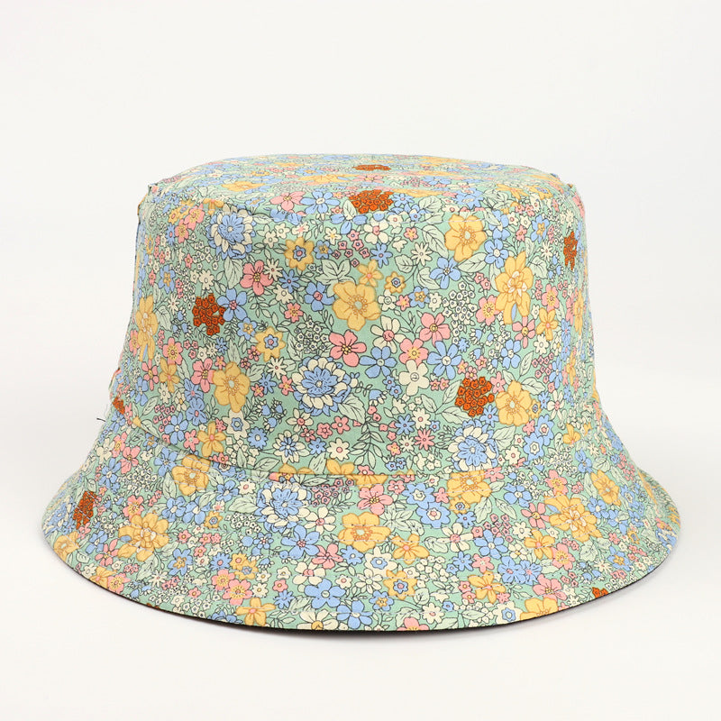 Women's Small Chrysanthemum Double-sided Printing Bucket Fisherman Hat