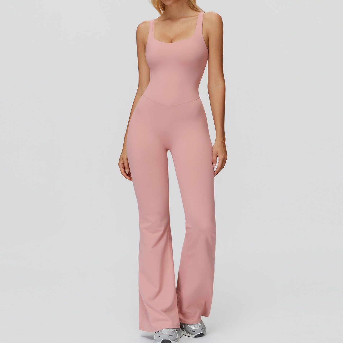 Cross Back Micro-pull Wide-leg Jumpsuit Running Sports Workout Clothes For Women
