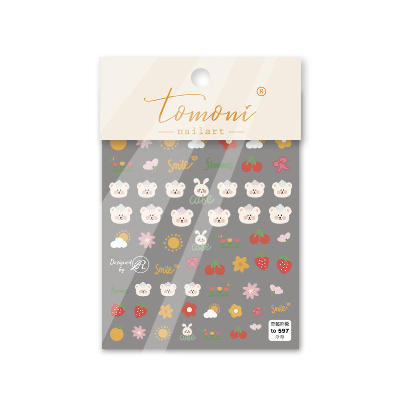 Simple And Cute 5D Adhesive Embossed Nail Stickers