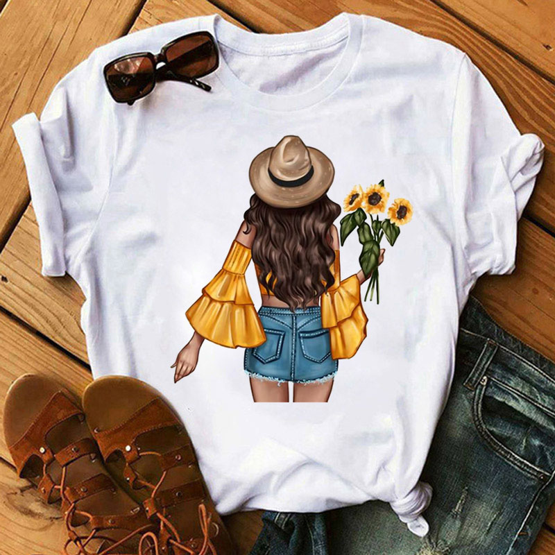 Sunflower Black T-Shirt Loose Short Sleeve T-Shirt