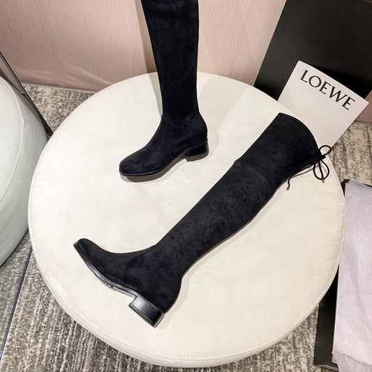 The New Thick Heel Inside Raised Flat High Boots