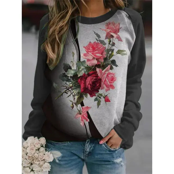 Womens Short-sleeve Printed Top With Long Sleeves