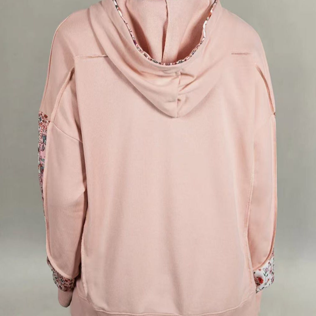 Pullover Hoodie With Drawstrings Top Casual Printed Loose Sweatshirt