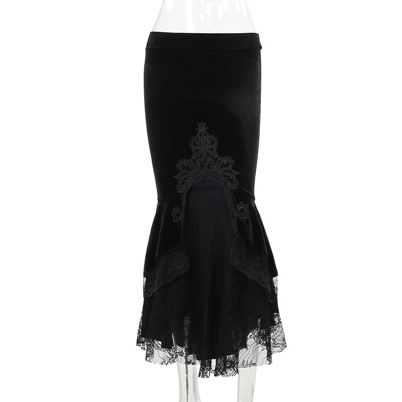 Elegant Slim-fit Præget Flæset Havfrue-nederdel