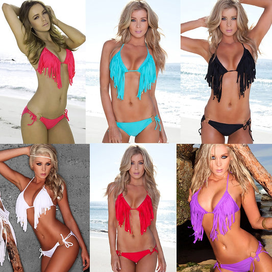 Tassel Bikini Swimsuit High-end Beaded Ringed Swimwear