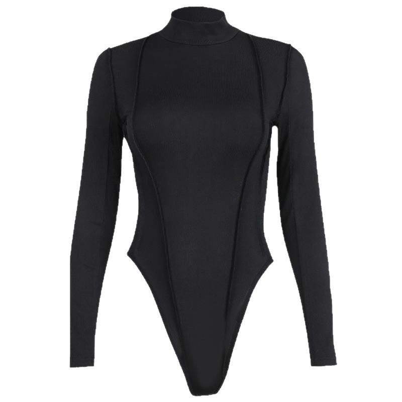Slim-fit Solid-color Outerwear One-piece Suit