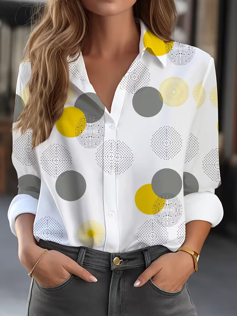 Korean-style Printed Lapel Men's Casual Shirt