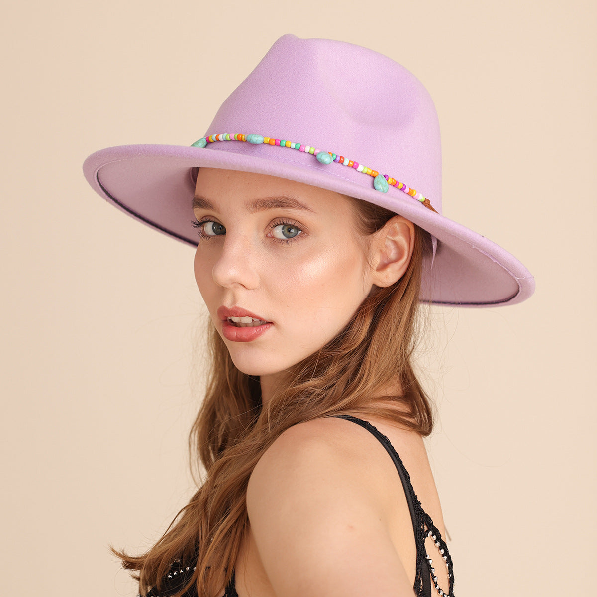 Western Cowboy Hat Woolen Cow Head Purple Women's Fedora Hat