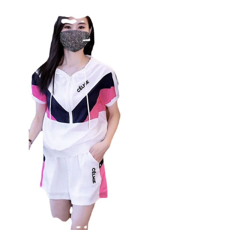 Two-Piece Color-Block Sportswear For Shorter Frames