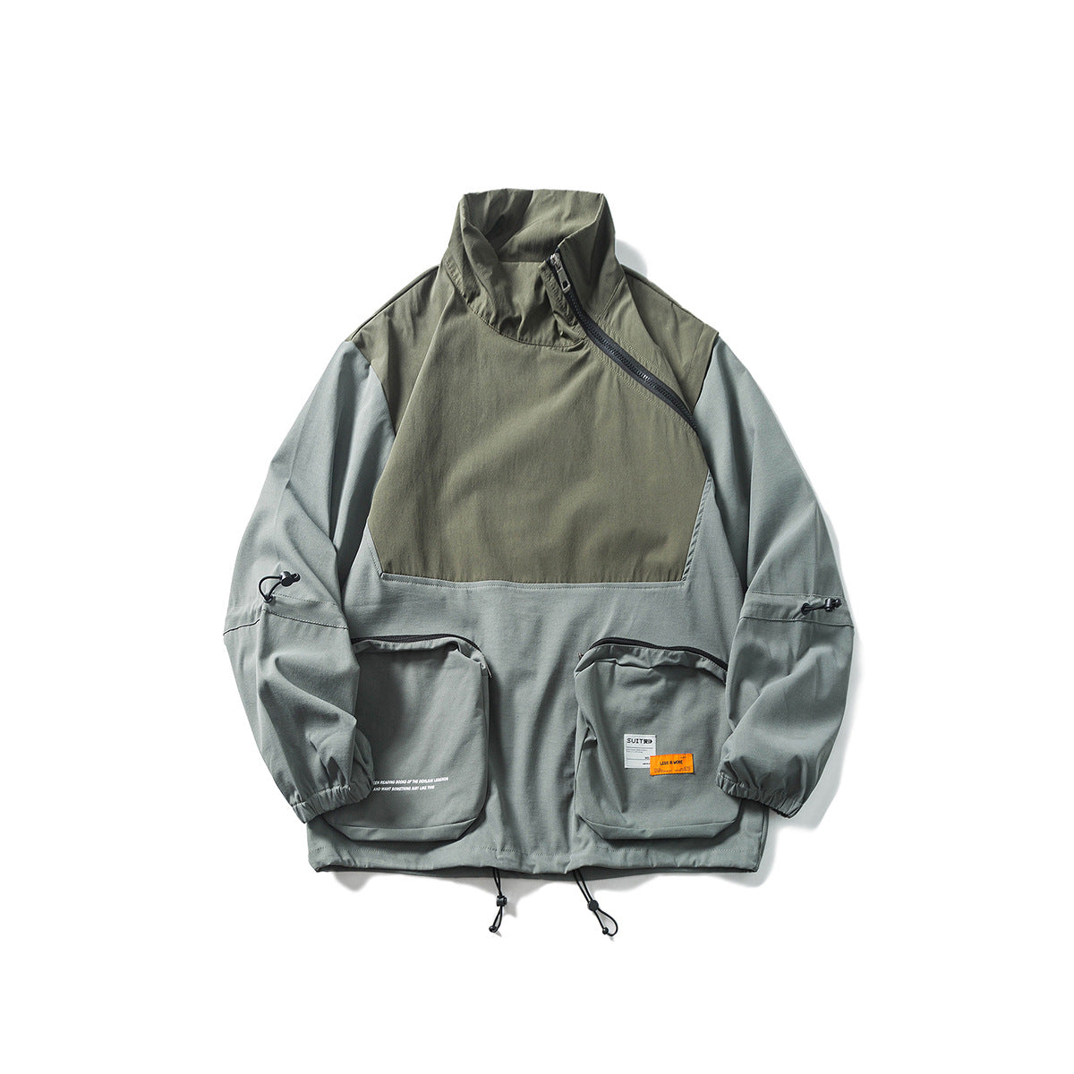 Trendy Diagonal Zipper Round Pocket Jacket