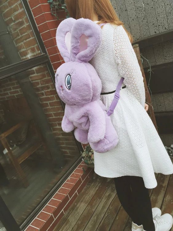 Rabbit Cute Furry Big Eyes Backpack Shoulder Travel Bag
