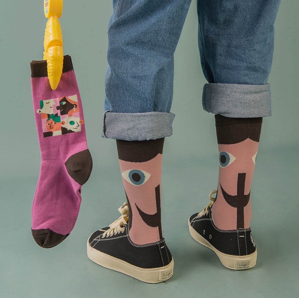 Pattern Couples Sports Cotton Mid Tube Socks Abstract