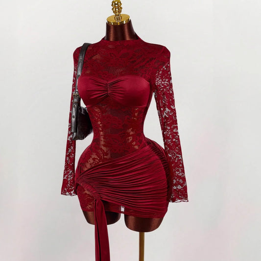 New Stylish Lace Hollow-out Sheer Dress For International Trade