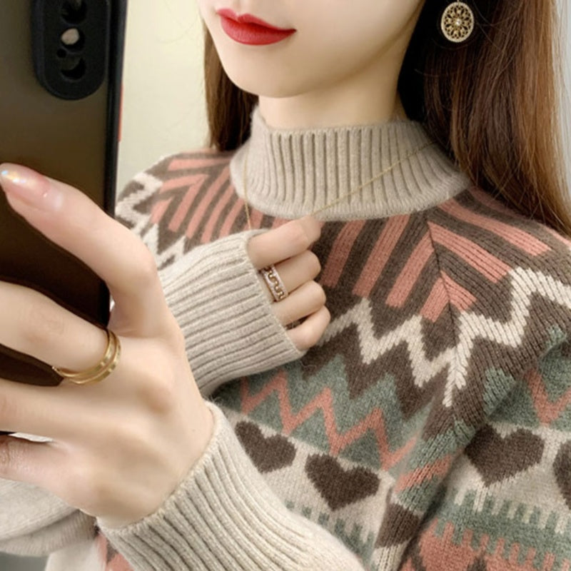 4 Autumn And Winter New Jacquard Inner Cashmere Sweater Thickened