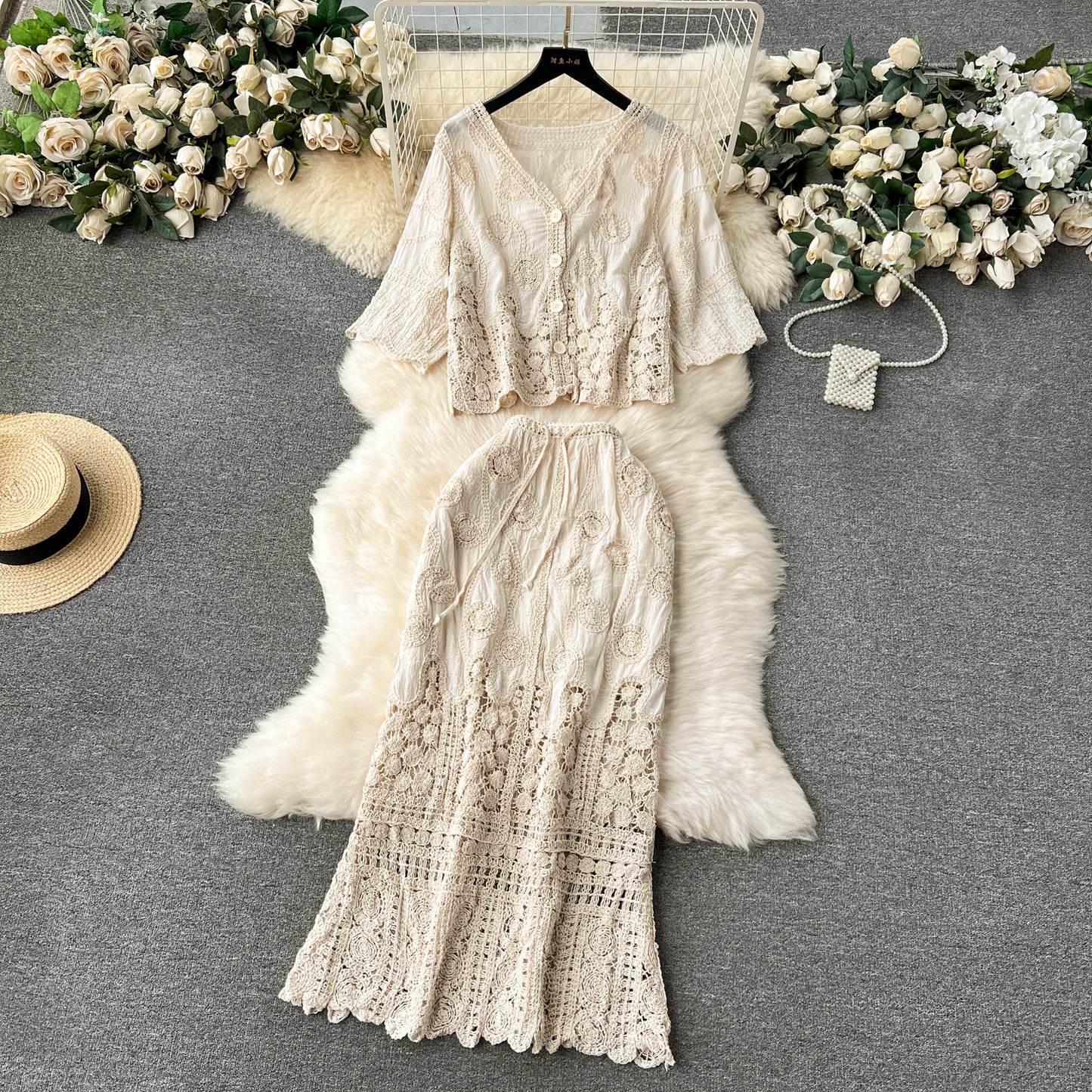 Bohemian Vintage Crochet Openwork Cardigan With A Versatile Skirt
