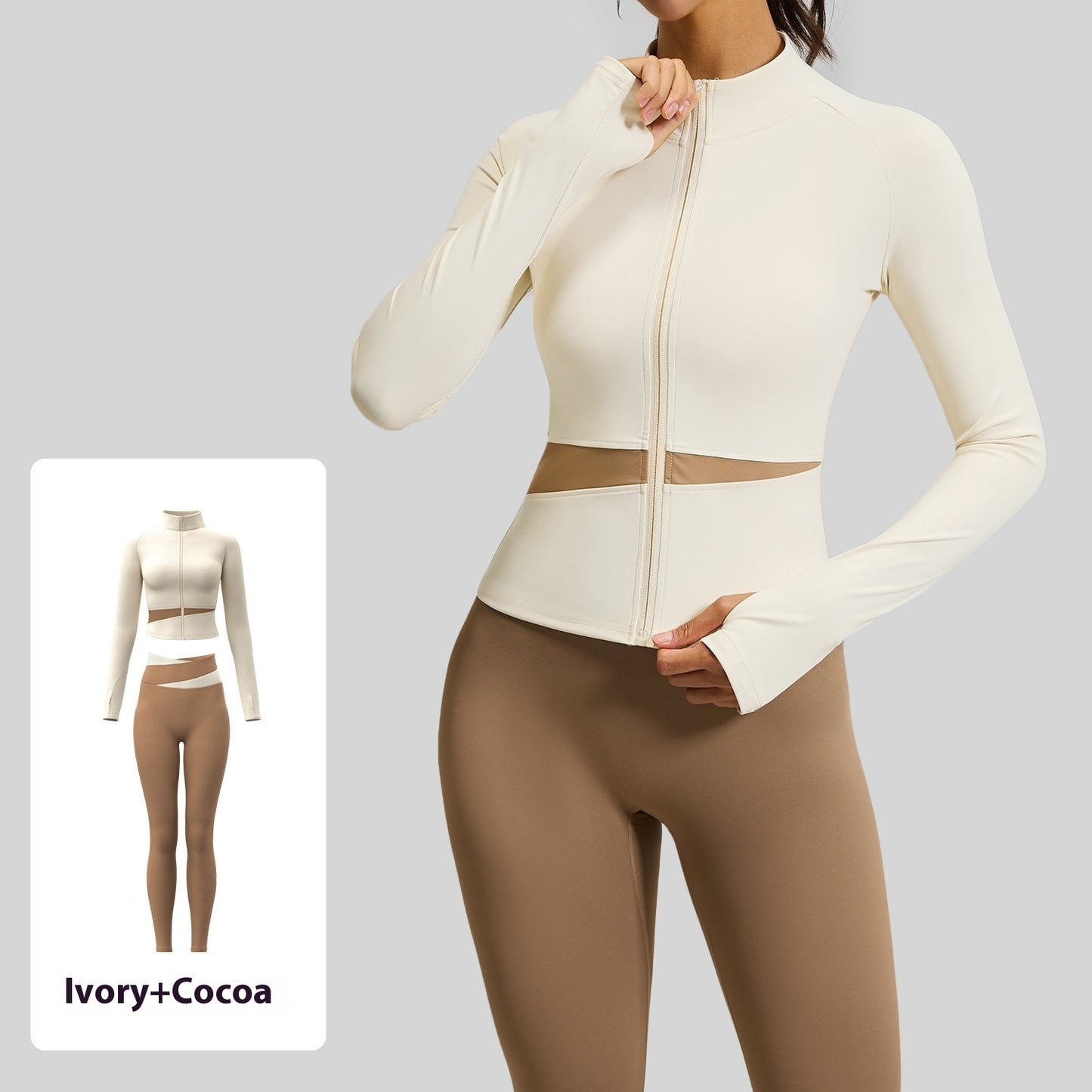 Juyi Tang Peach Color Matching Yoga Suit Nude Feel High Elastic Female
