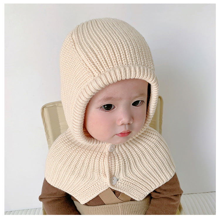 Winter Warm And Cute Children's Hat Scarf Integrated Hat