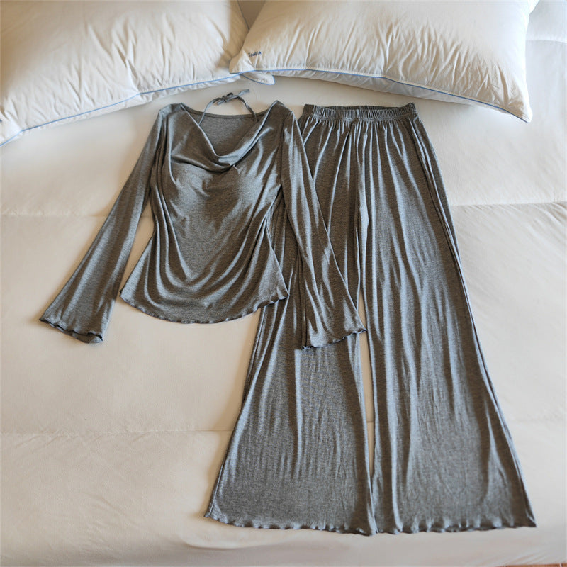 Womens Springautumn Long-sleeve Lightweight Pajama Set