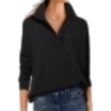 Solid Color Top V-neck Long Sleeve Loose Fashion