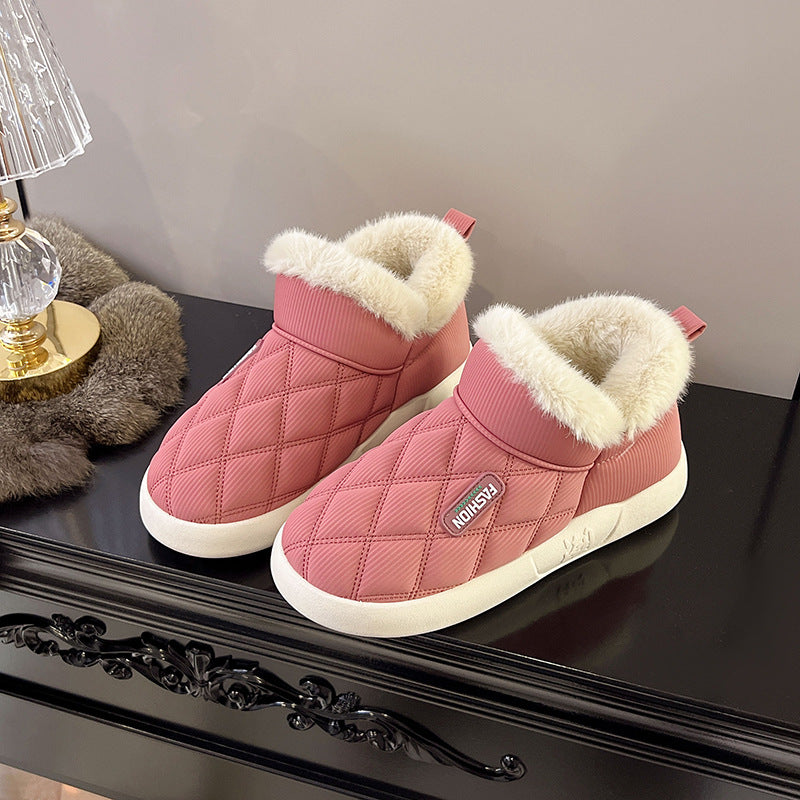 Fleece-lined Waterproof Low-top Snow Boots With Thick Sole For Warmth