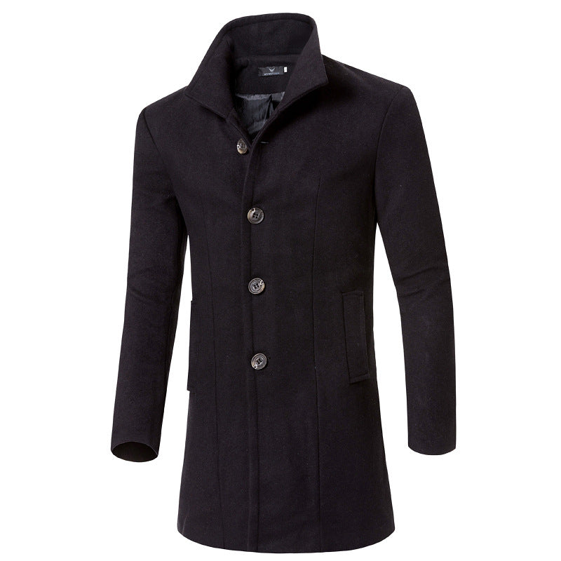 Men's Mid-length Wool Coat Trench