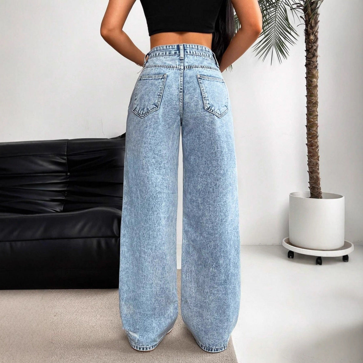 Højtaljede Lige Alsidige Slim-fit Jeans til Kvinder