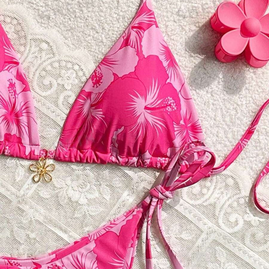 Triangular Cup Printed Sexy Bikini Two-Piece Swimsuit For Women
