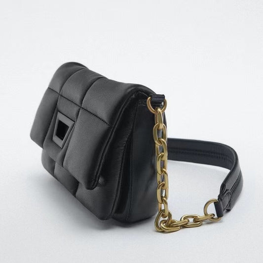 Mini Quilted Embroidered Shoulder Bag Chain