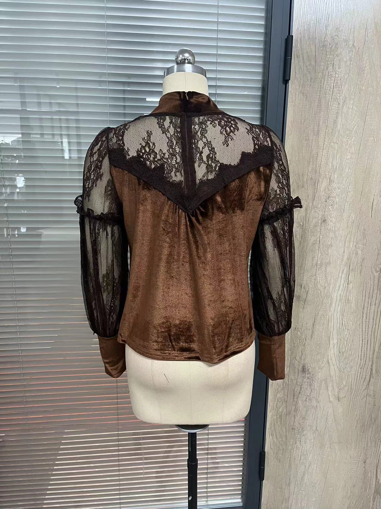 Womens Chic Versatile Half-turtleneck Mesh Top
