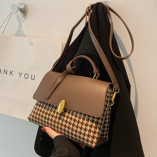 Color Niche Check Handbag Western Style Messenger Bag
