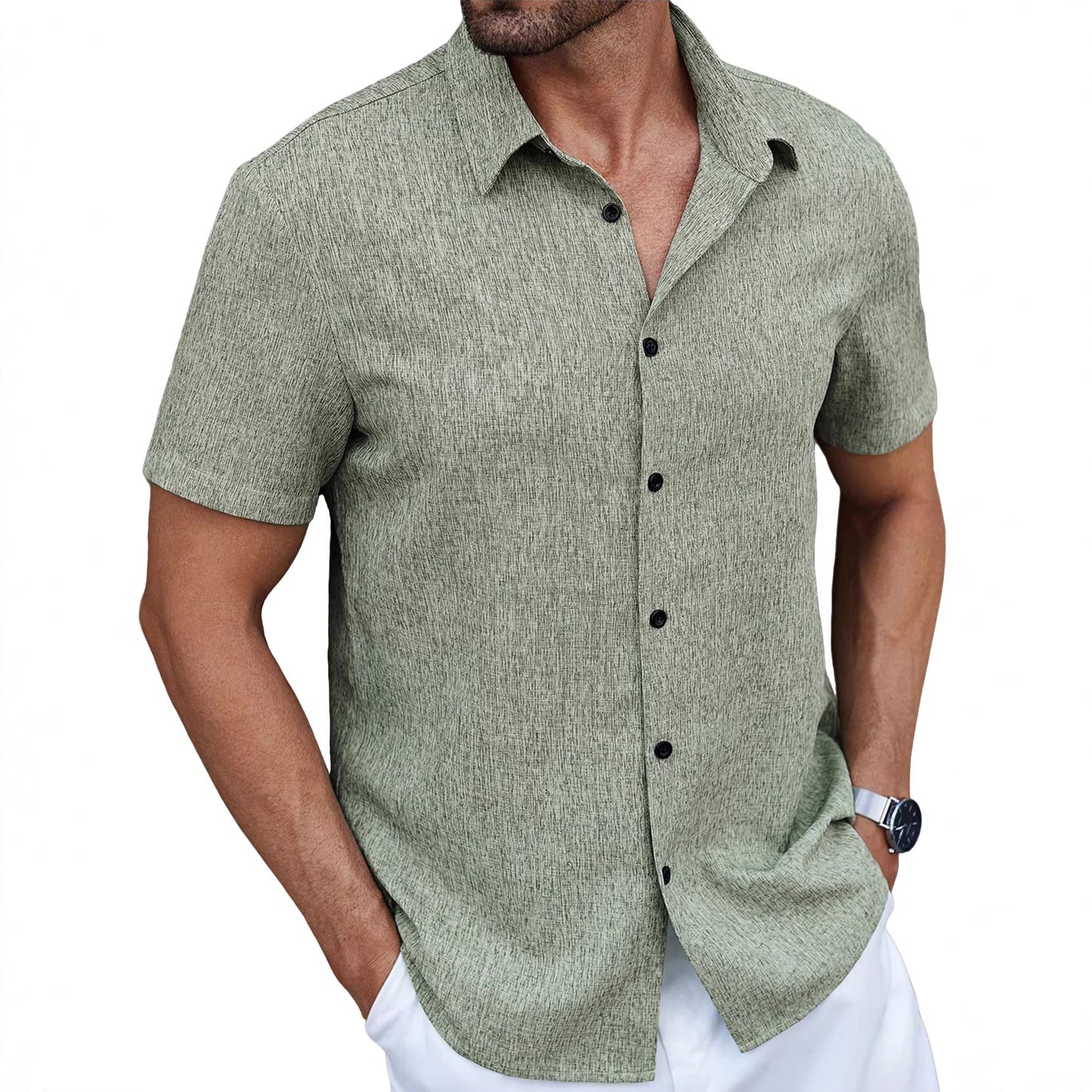 Men's Lapel Short-Sleeve Casual Shirt