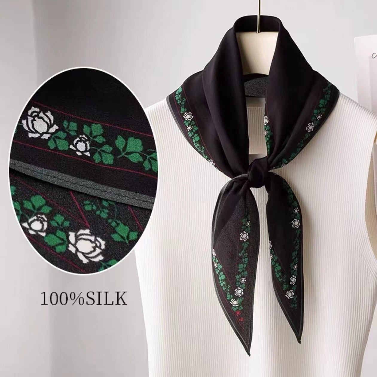 Diamond Neckerchief Crepe De Chine Scarf