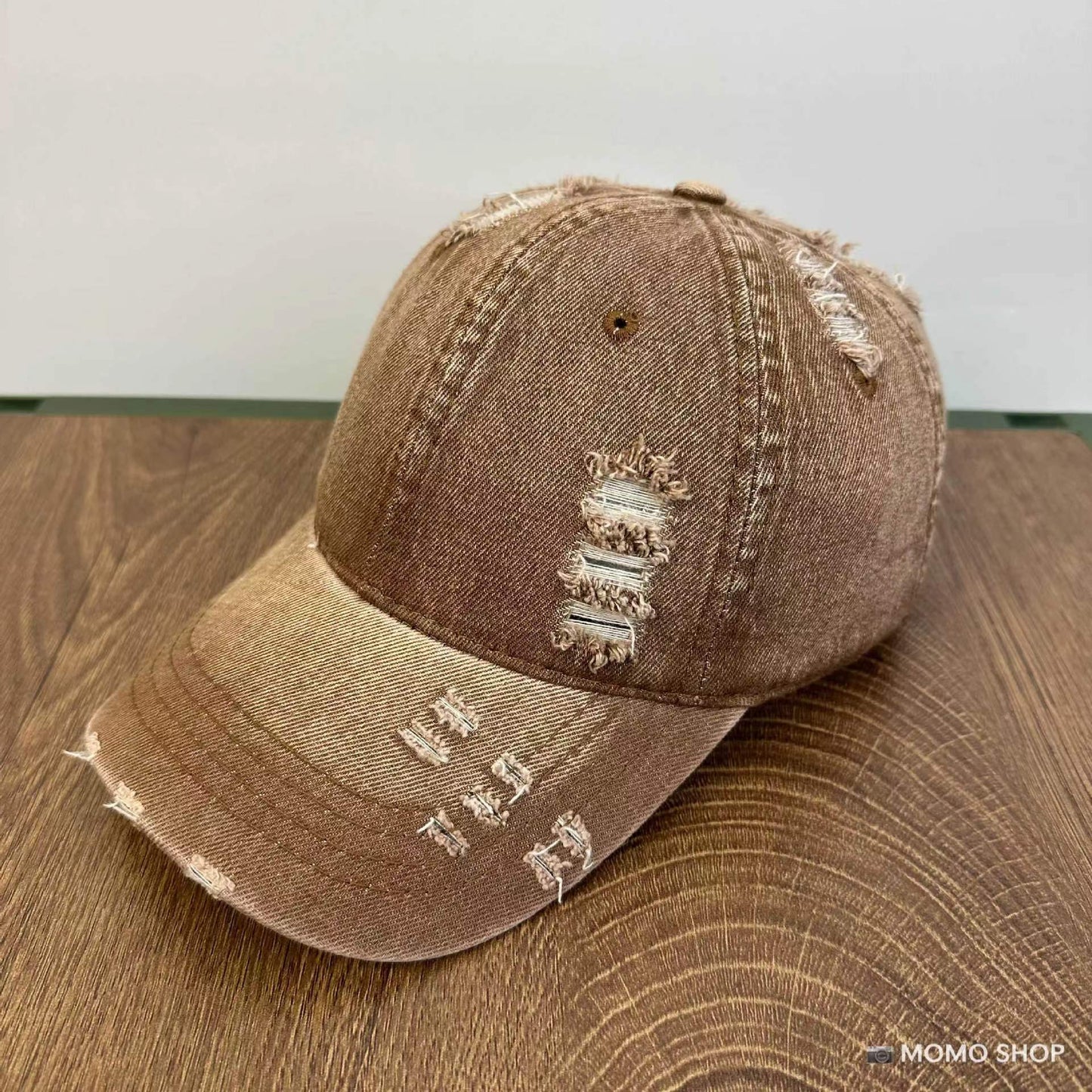 Unisex vasket denim blød kasket med slidt look