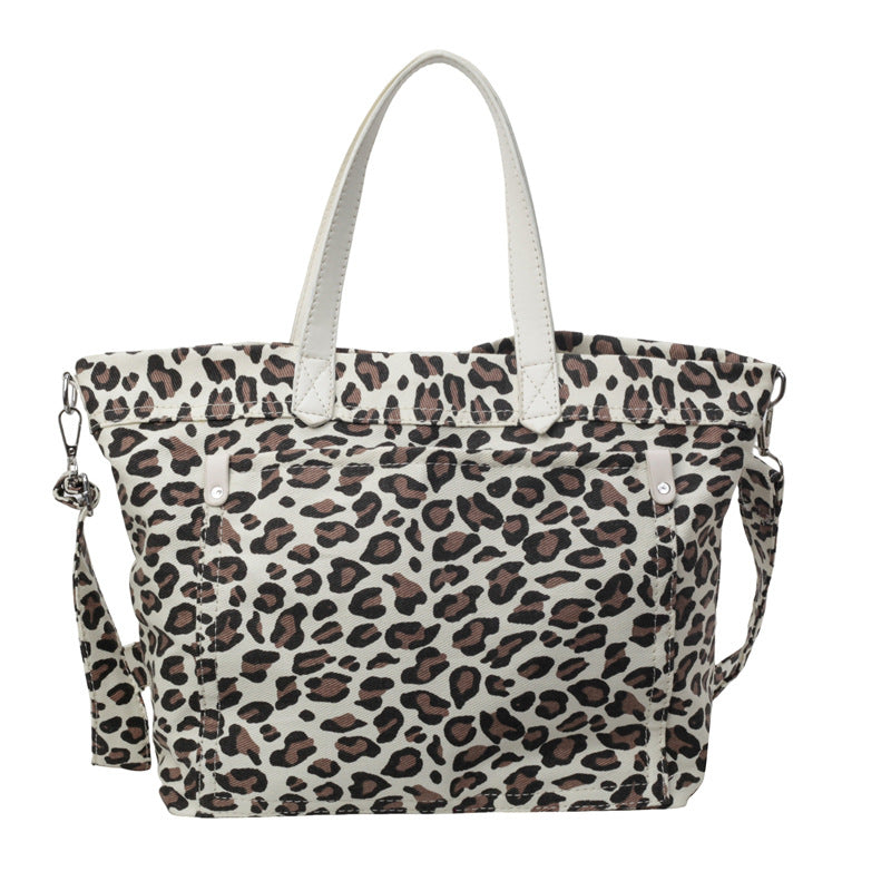 Retro Large-capacity Leopard-print Canvas Tote Bag