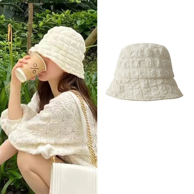 Women's Fashion Simple Solid Color Bubble Fabric Bucket Hat