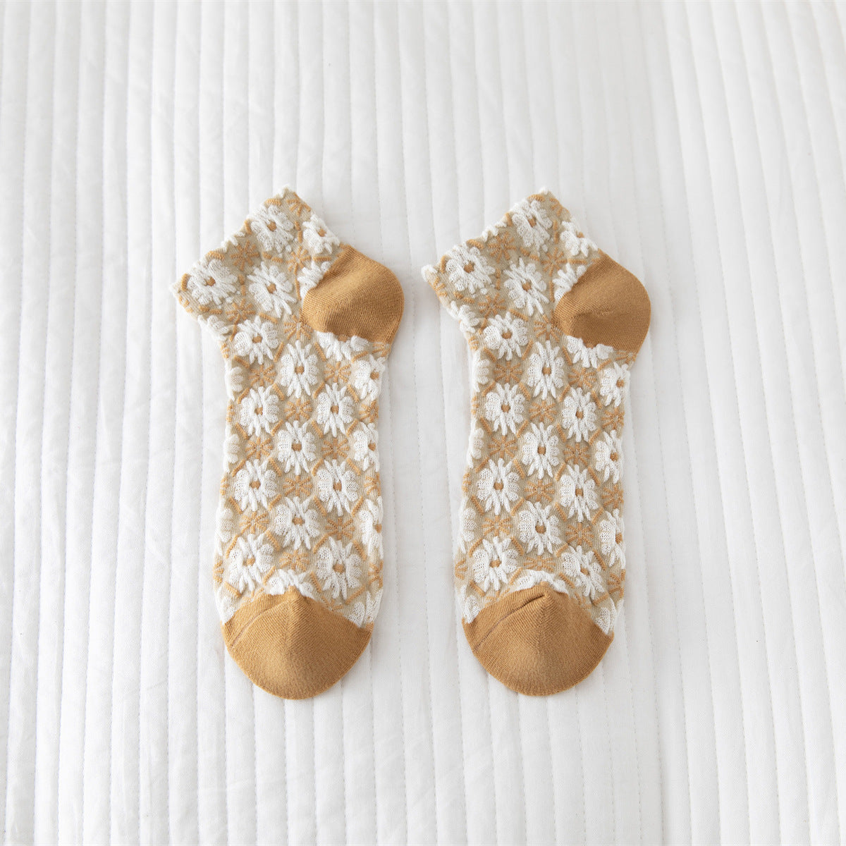 Vintage Style Flower Women's Boat Socks Cotton
