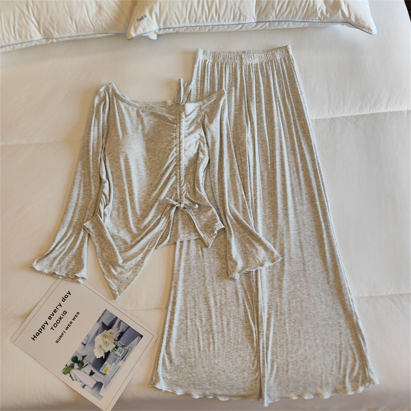Womens Springautumn Long-sleeve Lightweight Pajama Set