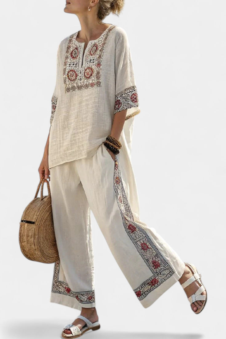 Loose Casual Womens Summer Cross-Border Fashion Beach Vacation Two-Piece Set