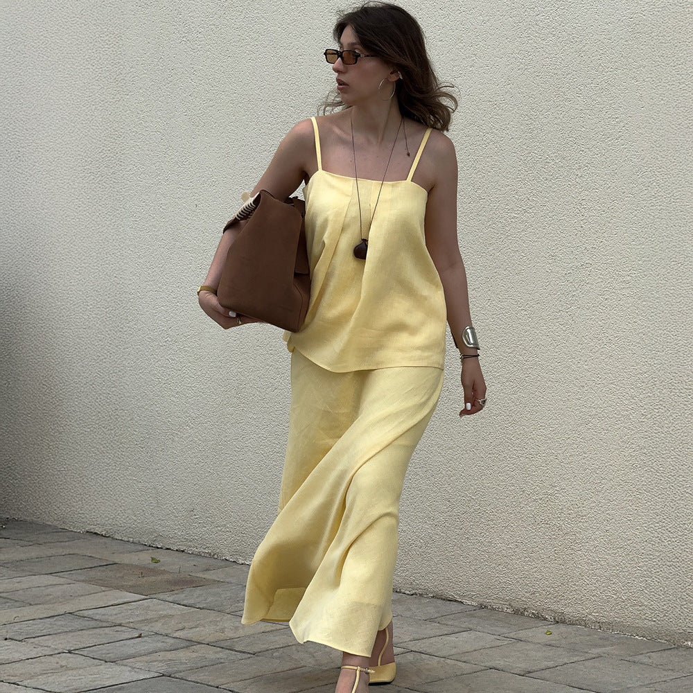New Elegant And Relaxed Slip Dress With Fishtail Skirt Set