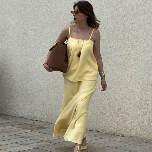 New Elegant And Relaxed Slip Dress With Fishtail Skirt Set