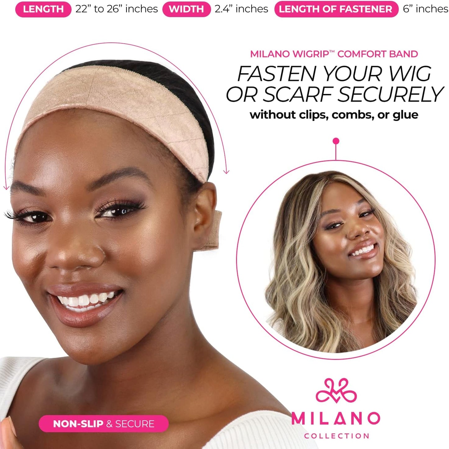 Bundle Wig Grip Band + Wig Stands, Non Slip Extra Hold Tan Wig Band for Wigs and Frontals + 4-Pack Wig Stands for Drying, Styling, or Displaying