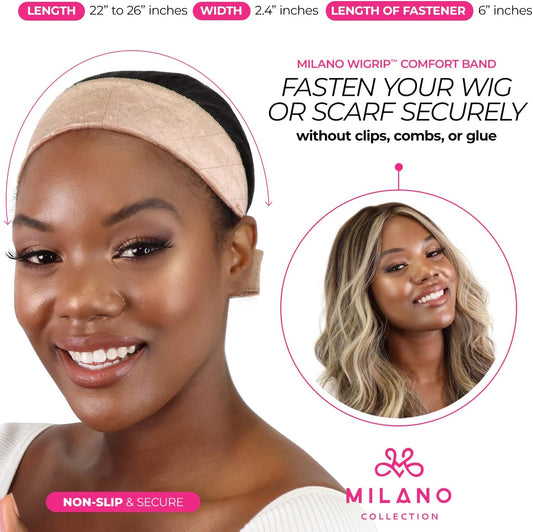 Bundle Wig Grip Band + Wig Stands, Non Slip Extra Hold Tan Wig Band for Wigs and Frontals + 4-Pack Wig Stands for Drying, Styling, or Displaying