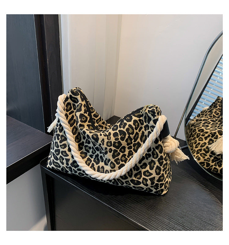 Printet Skuldertaske Mode Leopardprint Stor Kapacitet Crossbody Dametaske