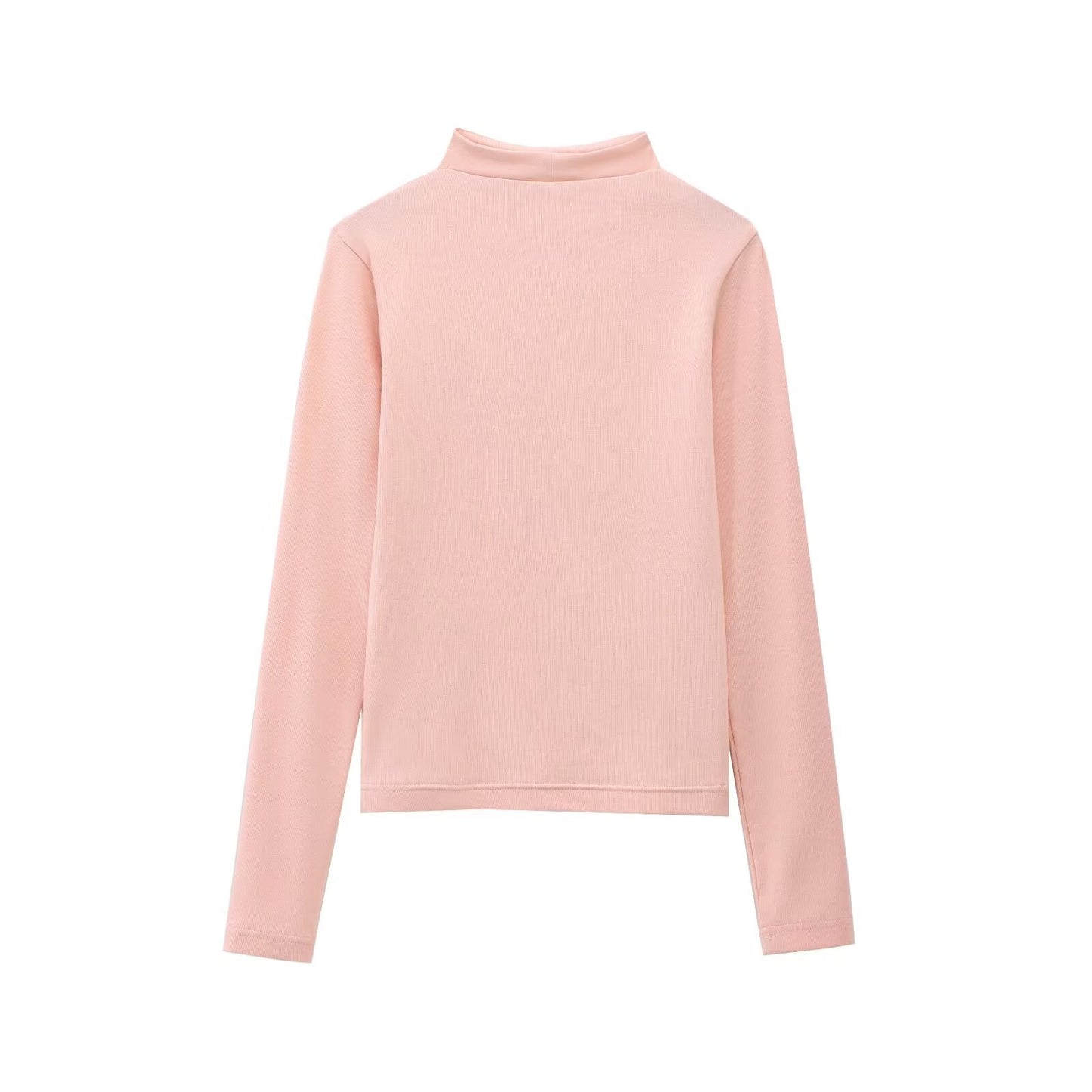 Nye efterårsdametøj mode alsidig simpel rullekrave T-shirt