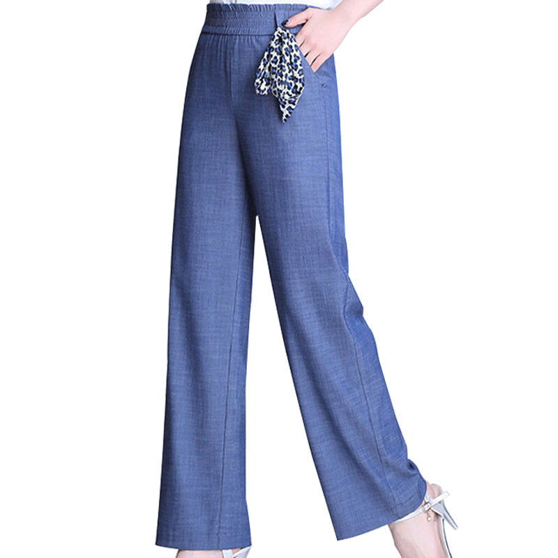 Ice Silk Draping Wide Leg Women's High Waist Loose Plus Size