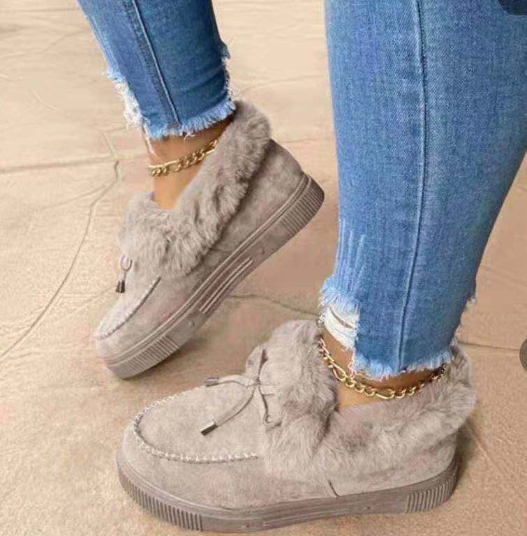 Amazon Wish Popular Round Head Thick Bottom Fleece-lined Sewing Shoes Snow Boots