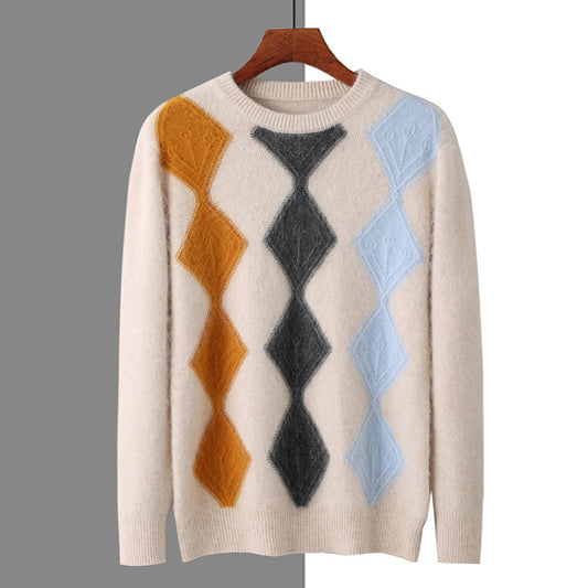 Vinter Tyk Rundhalset Pullover i Minkuld Blanding