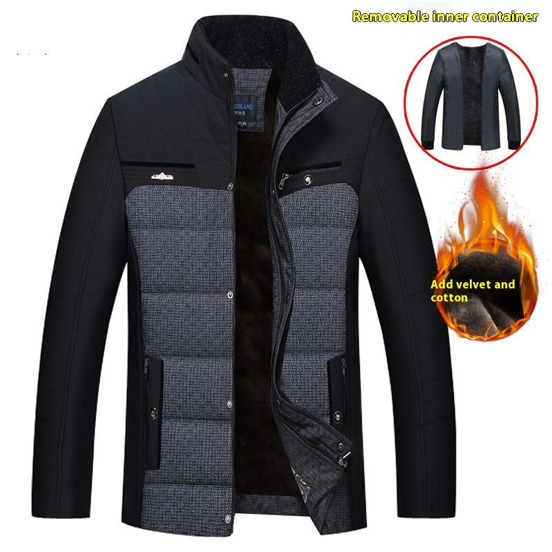 Middle-aged Cotton-padded Clothes Men's Dad Cotton-padded Clothes Plus Size Fleece-lined